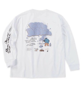 BEN DAVIS 大きいサイズ バブルプリント長袖Tシャツ ホワイト