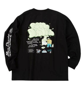 BEN DAVIS 大きいサイズ バブルプリント長袖Tシャツ ブラック
