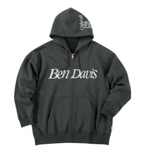 BEN DAVIS 大きいサイズ スラントロゴフルジップパーカー チャコール