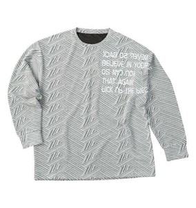 IN THE ATTIC 大きいサイズ ジャガード刺繍長袖Tシャツ オフホワイト