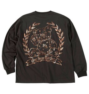 IN THE ATTIC 大きいサイズ ベアシルエット発泡箔プリント長袖Tシャツ チャコール