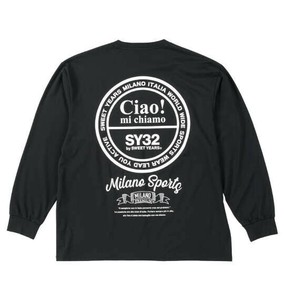 SY32 BY SWEET YEARS 大きいサイズ サークルロゴ長袖Tシャツ ブラック