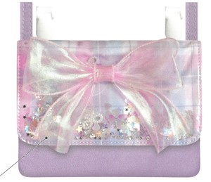 【2025年秋冬新作】ショルダーひもつきどこでもポッケ　シャカシャカリボン　PURPLE CHECK