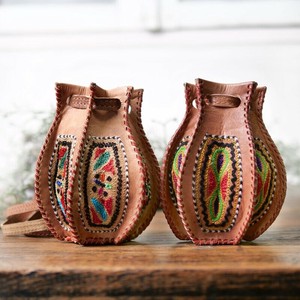 ラジャスタン刺繍レザーピッチャーミニバッグ