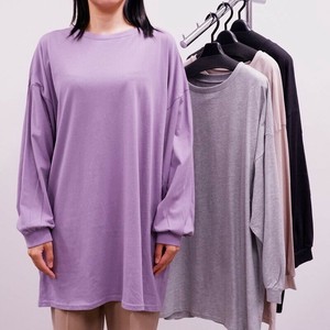 予約 綿100％ 無地 ボリューム袖 リブ付 ビッグロンT 長袖 長袖Tシャツ ロンT カットソー ビッグT BIG