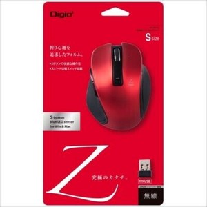 ナカバヤシ　小型無線5ボタンBlueLEDマウス　レッド　MUS-RKF119R