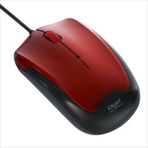 ナカバヤシ　有線静音3ボタンBlueLEDマウス　レッド　MUS-UKT124R
