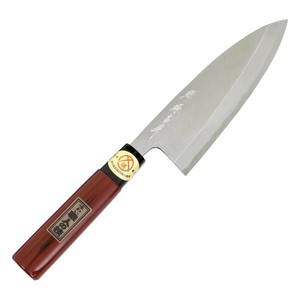 日本製 堺源吉作 カスミ出刃包丁150mm 根来塗柄