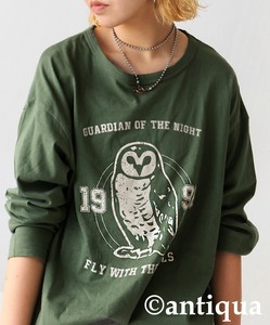[antiqua] T-shirt Ladies fashion Long T-shirt Unisex Men's College Logo