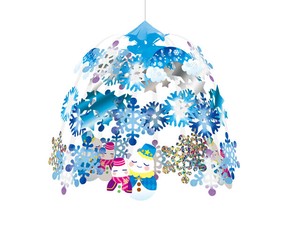 【日本製】なかよし雪だるま　2段センター　冬飾り　【店舗装飾】