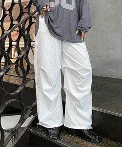 【2025秋冬新作】サイドレースパンツ シアー ワイド ドロスト レディース