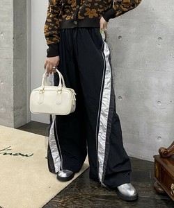 【2025秋冬新作】ラインパンツ チュール フリル ナイロンパンツ ワイド レディース