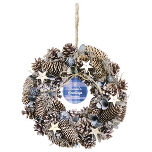 【プチプラ】ナチュラルリース　ナチュラルブルー　30cm/25cm【10/上入荷】