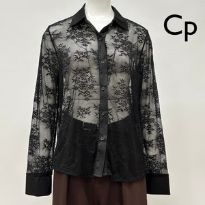 【イタリア製】Cp 花柄レース バックヘム シャツブラウス