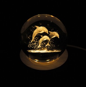 【2025年秋冬新作予約】【動物モチーフ】3DクリスタルボールLEDライト　イルカ　18040