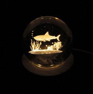 【2025年秋冬新作予約】【動物モチーフ】3DクリスタルボールLEDライト　サメ　18044