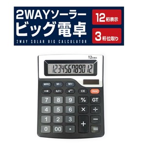 2WAYソーラービッグ 電卓 ブラック HC