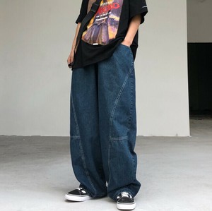 ワイドパンツ デニム 無地 快適 ゆったり  男女兼用 ファッション  MBQ3581