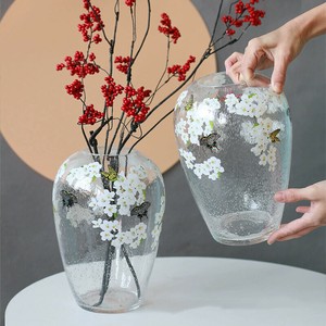 ≪予約商品≫INSスタイル 手作りガラス花器 蝶と花のデザイン 玄関やリビングのインテリアに