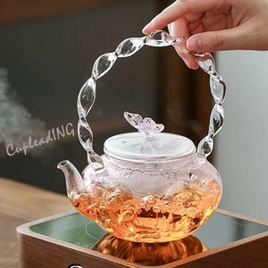 シーズン商品 INSスタイル 耐熱ガラス製 ティーポット 蝶型デザイン フィルター付き 煮茶・沸騰兼用