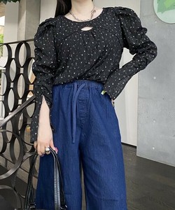 【2025秋冬新作】ドットブラウス 花柄ブラウス シャツ ボリューム袖 長袖 レディース