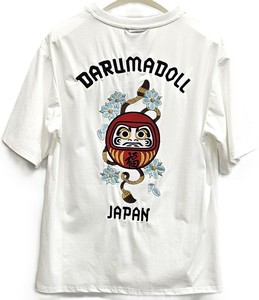 【インバウンド 和柄 お土産 外国人観光客向け Tシャツ】達磨刺繍和柄Tシャツ