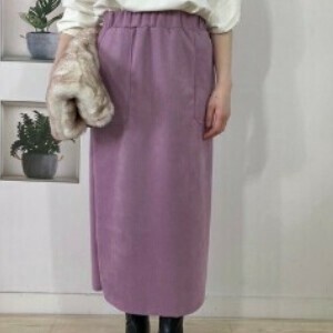 Skirt Straight Skirt Purple Waist Faux Suede Charcoal