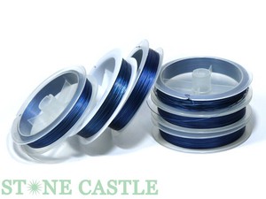 【パーツ】ナイロンコートワイヤー(0.38mm) 紺 (6巻セット) ★特価★ 【天然石 パワーストーン】