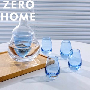ガラス製清酒壺、氷酒器、一人分酒器 ウイスキーや洋酒用の冷やし壺 グラス2個セット