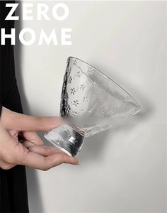 浮き彫り加工の冷飲グラス アイスカップ・ヨーグルト・ジュース用 テーブル装飾にも使えるガラス製食器