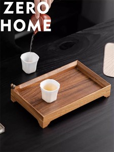 スクエアデザインハイレッグ収納果盤 天然木製家庭用茶器トレイ ドライプール用コンパクト収納