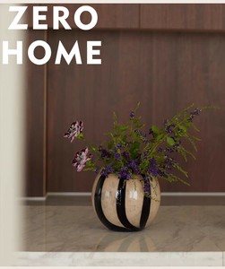 モダン縦縞 丸型花瓶 ガラス工芸 インテリア装飾品