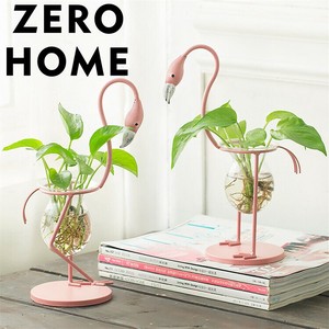 水耕栽培用花瓶：フラミンゴ形で簡単グリーンアクセント