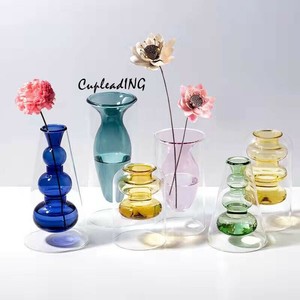 人気上昇 INSスタイル 花瓶 ステンドグラス ダブル 装飾 リビングルーム フラワーアレンジメント 水耕栽培
