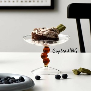 ≪予約商品≫韓国ファッション 背の高い足 グラス デザートトレイ  デコレーション プレイスメントトレイ