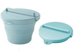 おりたためるバケツ8L　フタ付き　ミントグリーン I-642