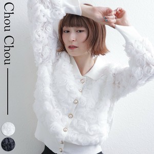 【10/上〜予約販売】襟付きお花モチーフカーディガン　2025人気  chouchou東京