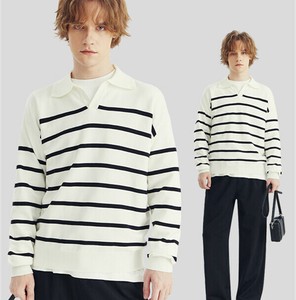 P23352 メンズ 長袖 Tシャツ カジュアル トップス セーター ストライプ 男 ニット ファッション