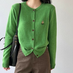 u29411 刺繍 ニット カーディガン レディース 長袖 グレー アウター 2025秋新作