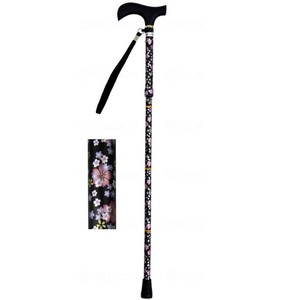 ウェルファン 夢ライフステッキ 柄杖折りたたみ伸縮型 桜ブラック 009715 009715