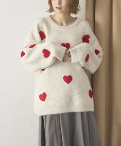 【2025AW新作入荷】ハート柄刺繍プルオーバーざっくりもちもちニット　ウール混　 skypink東京