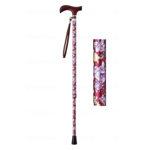 ウェルファン 夢ライフステッキ 柄杖伸縮型(スリムタイプ) 花ワイン 009714 009714