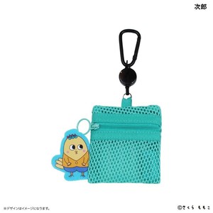 コジコジ　メッシュポーチ(リール付き)　次郎　水色　9×8cm