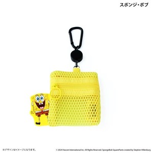 スポンジ・ボブ　メッシュポーチ(リール付き)　スポンジ・ボブ　黄色　9×8cm