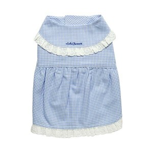 ペット用品 ドッグウェア チェック柄ワンピース Blue/ブルー Mサイズ DG-CHK02-M