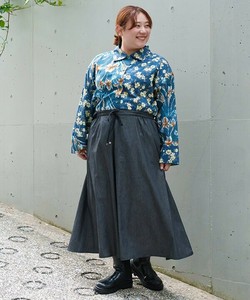 【2025秋冬新作】デニムスカーチョパンツ ワイド フレア ウエストゴム ミモレ丈 レディース 大きいサイズ