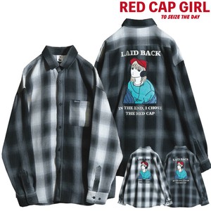 【SPECIAL PRICE】RED CAP GIRL T/Cオンブレチェック バック刺繍 ルーズサイズ 長袖シャツ