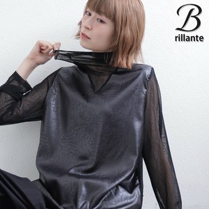 レザータッチメッシュ切替 カットソー ベストレイヤード風 2025新作aw　BRILLANTE東京 (201247)