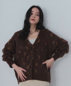 モヘアタッチレオパードVネックカーディガン