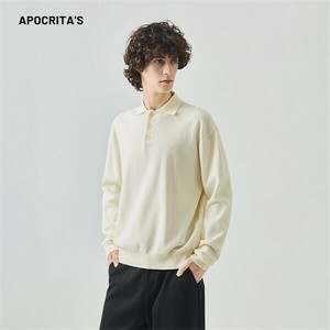 P23355 長袖 ポロシャツ カジュアル トップス セーター 無地 男 ニット ファッション メンズ